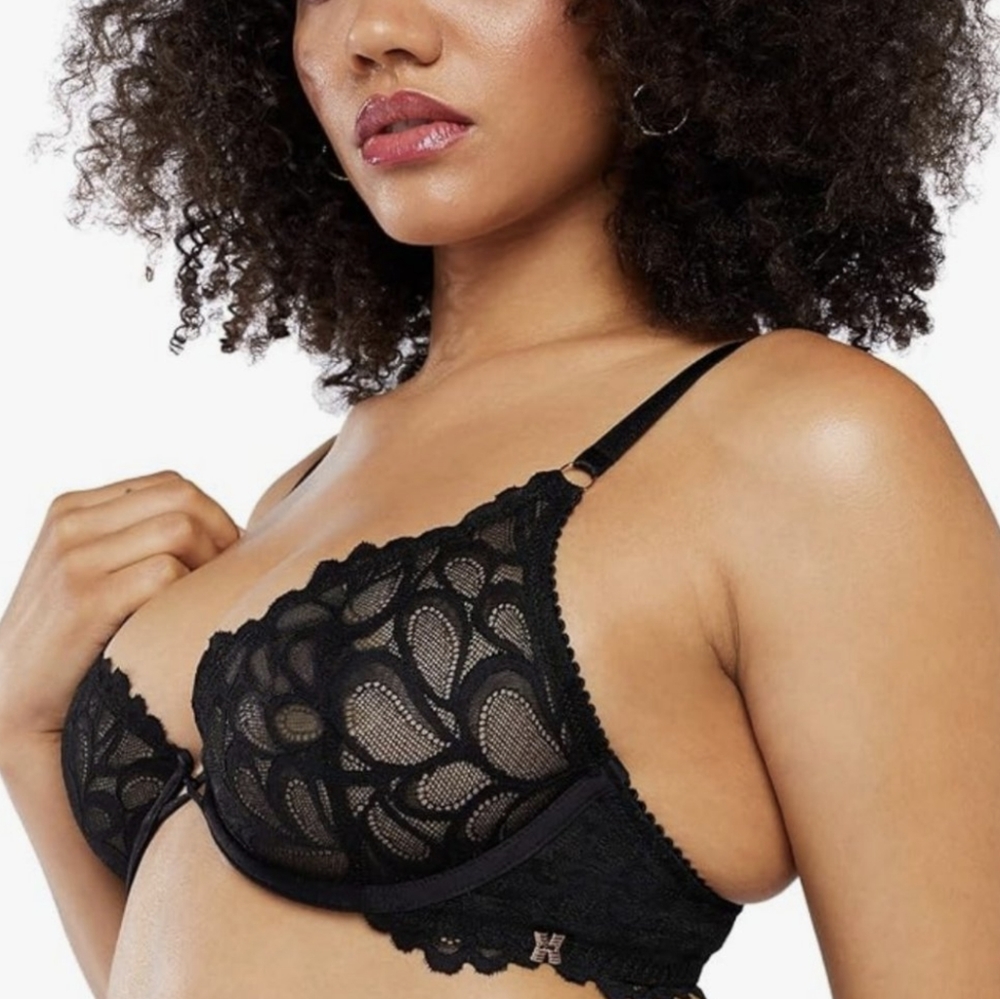 NWOT Savage X Fenty Sheer Mesh Unlined Lace Bralette Dainty Rose Gold 34DD Sexy